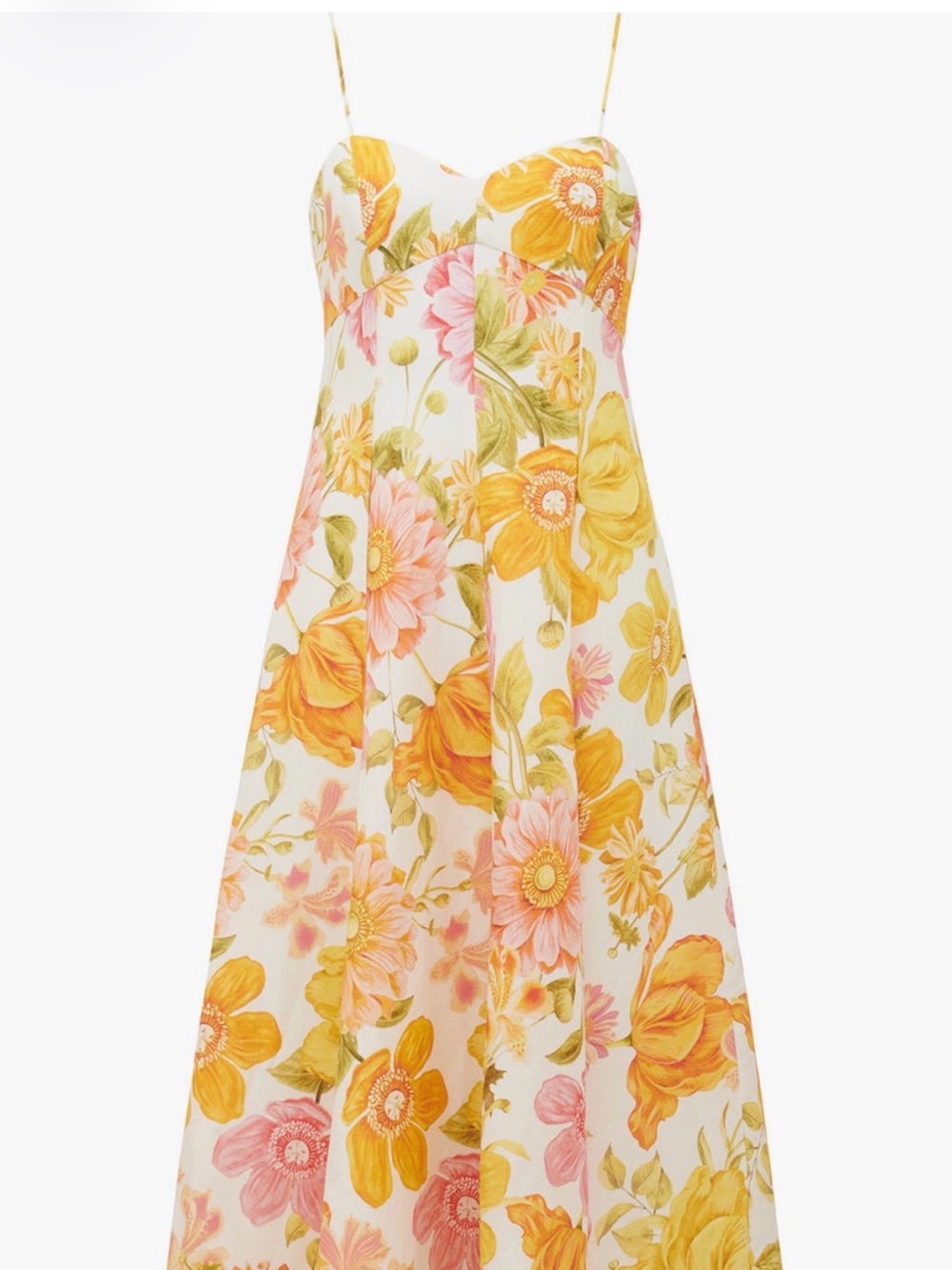 Ever New Strapless Midi Dress in Pink & Yellow Floral